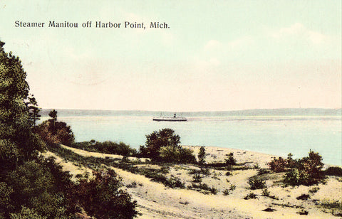 Steamer Manitou off Harbor Point,Michigan Old Postcards