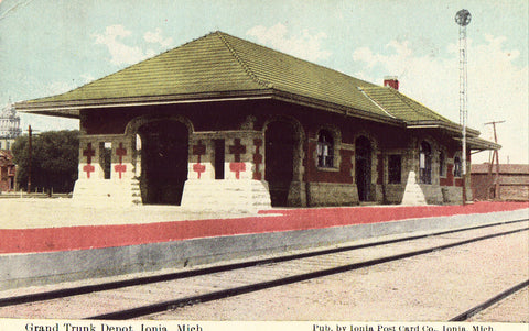 Grand Trunk Depot - Ionia,Michigan.Front of old postcard