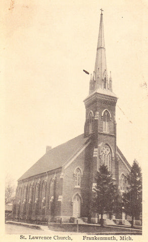 St. Lawrence Church - Frankenmuth,Michigan.Old postcard front