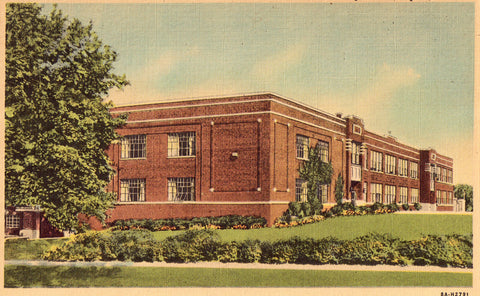 High School - Lapeer,Michigan.Vintage linen postcard front