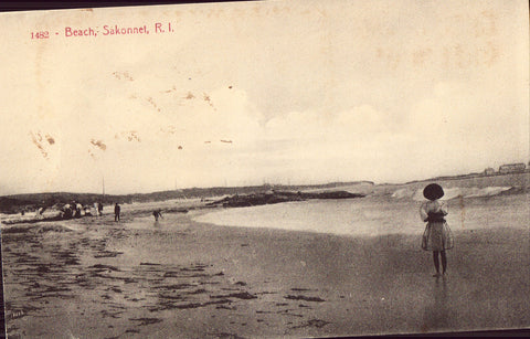 Old Postcard Front - Beach at Sakonnet,Rhode Island