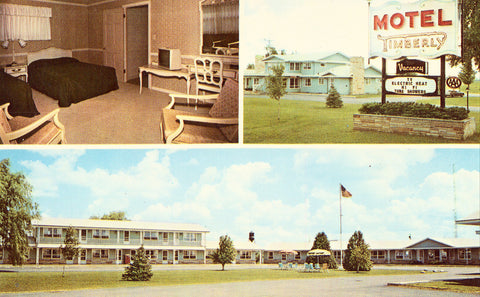 Timberly Motel - Gaylord,Michigan.Front of vintage postcard