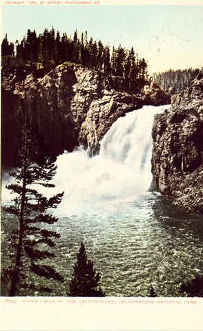 Upper Falls of The Yellowstone - Yellowstone National Park.Front of old postcard
