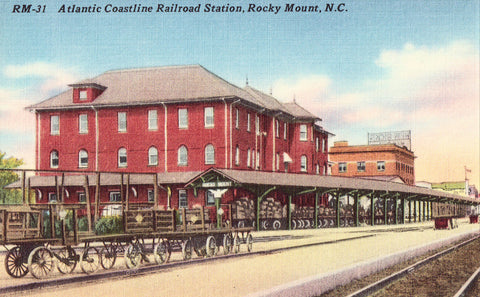 Atlantic Coastline Railroad Station - Rocky Mount,North Carolina.Linen postcard front