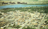 Aerial View of Great Falls,Montana.Front of vintage postcard