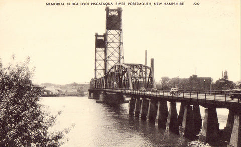 Vintage Postcard Front Memorial Bridge over Piscataqua River - Portsmouth,New Hampshire