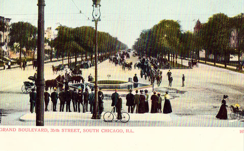 Grand Boulevard,35th Street - South Chicago,Illinois.Front of undivided back postcard