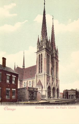 German Catholic St. Paul's Church - Chicago,Illinois.UDB Postcard front