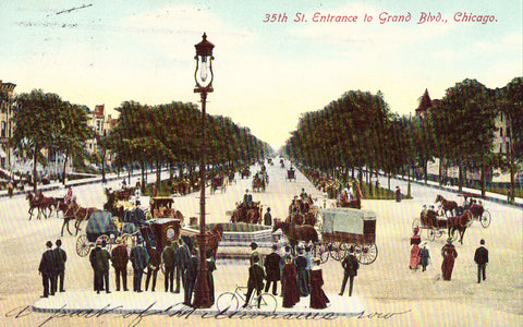 35th Street Entrance to Grand Boulevard - Chicago,Illinois 1909 postcard front