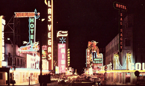 Vintage Postcard Front Fremont Street from Main Street - Las Vegas,Nevada.Buy vintage postcards here