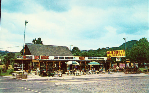 Ole Smoky Trading Post - Pigeon Forge,Tennessee.Front of vintage postcard for sale