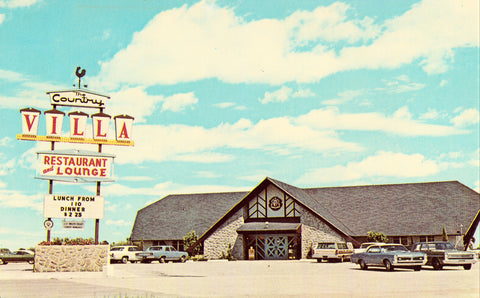 Front of vintage postcard.Country Villa Restaurant and Lounge - Pinellas Park,Florida