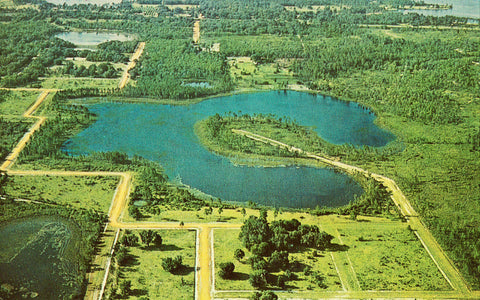 Front of vintage postcard.Aerial View - Interlachen Lake Estates - Florida