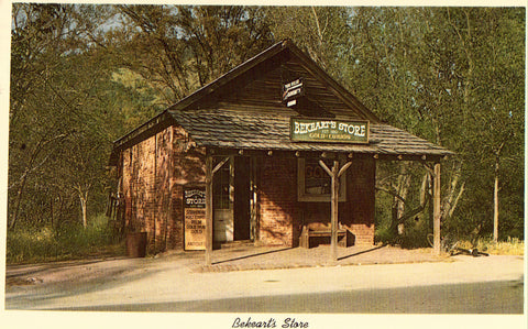 Front of vintage postcard.Bekeart's Store - Coloma,California