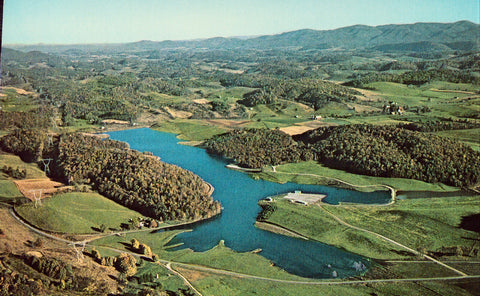 Aerial View of State Fishing Lake - Rural Retreat,Virginia.Vintage postcard front
