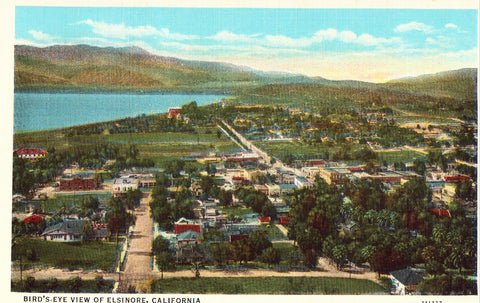 Bird's-Eye View of Elsinore,California.Linen postcard front