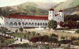 Santa Barbara Mission and Grounds - California.Vintage Postcard Front