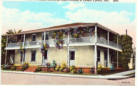 Home of Consul Larkin - Monterey,California.Vintage postcard front