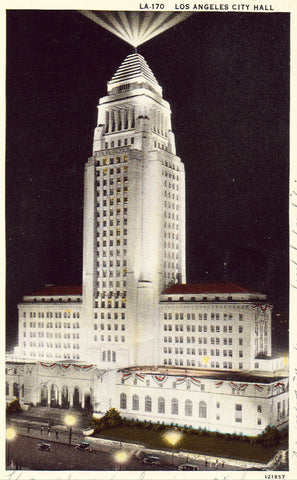 Vintage postcard front.City Hall - Los Angeles,California