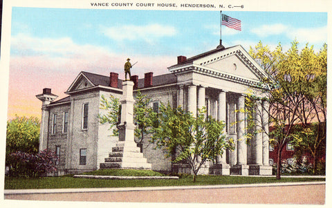 Linen postcard front Vance County Court House - Henderson,North Carolina