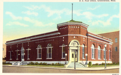 U.S. Post Office - Greenwood,Mississippi Vintage postcard front