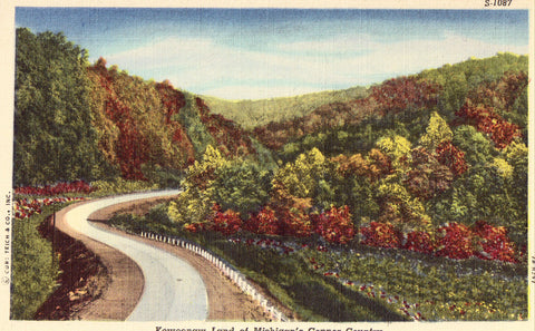 Linen Postcard Front - Keweenaw Land of Michigan's Copper Country