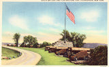 Linen postcard front South Battery and Flag Bastion - Fort Ticonderoga,New York