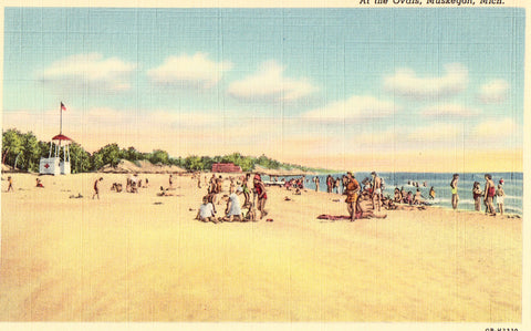 At The Ovals - Muskegon,Michigan Linen Postcard Front