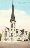 Linen postcard front Central Methodist Church - Detroit,Michigan