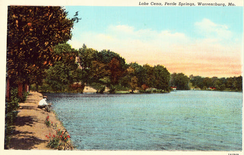 Linen postcard front Lake Cena,Pertle Springs - Warrensburg,Missouri