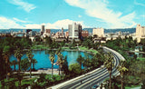 Vintage Postcard Front.Wilshire Blvd and McArthur Park - Los Angeles,California