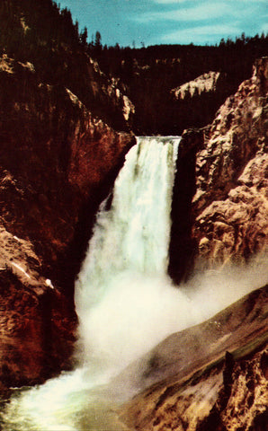 Vintage postcard front The Lower Falls of The Yellowstone - Yellowstone National Park