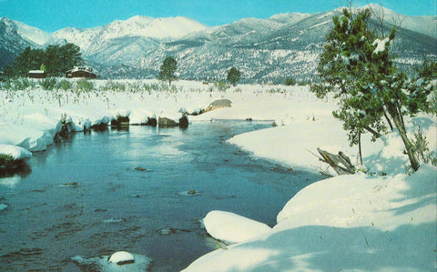 Vintage Postcard Front Big Thompson River in Winter - Colorado