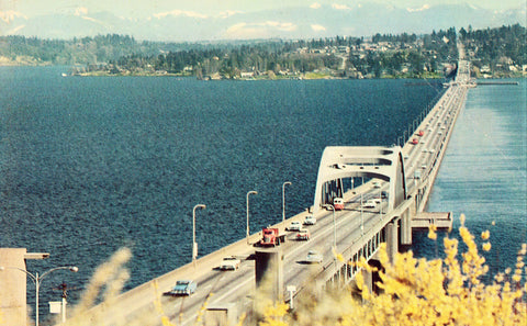 Lake Washington Floating Bridge - Seattle,Washington Vintage postcard front