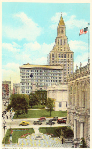 Vintage postcard front View North from Municipal Building - Hartford,Connecticut