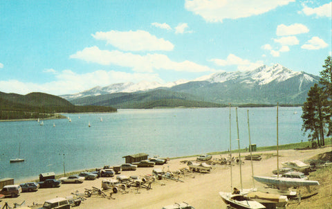 Vintage postcard front View of Lake Dillon - Colorado