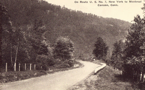 Vintage postcard front View on Route U.S. No. 7 - Canaan,Connecticut