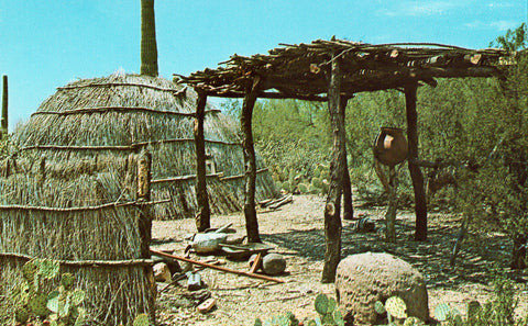 Vintage postcard front Papago Beehive House,Sonora Desert Museum - Tucson,Arizona