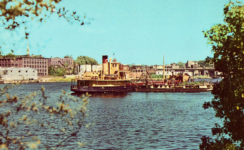 Front of vintage post card.Scene on The Penobscot River - Bangor,Maine