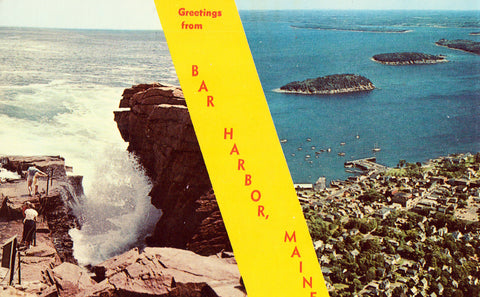 Vintage Postcard Front - Greetings from Bar Harbor,Maine