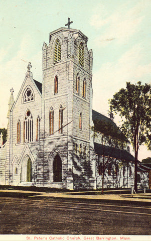 St. Peter's Catholic Church - Great Barrington,Massachusetts.Vintage postcard front
