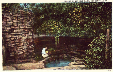Vintage postcard front.Spring on Lincoln Farm- Hodgenville,Kentucky