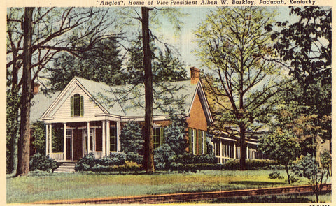 Linen postcard front."Angles", Home of VP Alben W. Barkley - Paducah,Kentucky