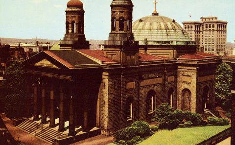 Vintage postcard front.The Baltimore Cathedral - Baltimore,Maryland