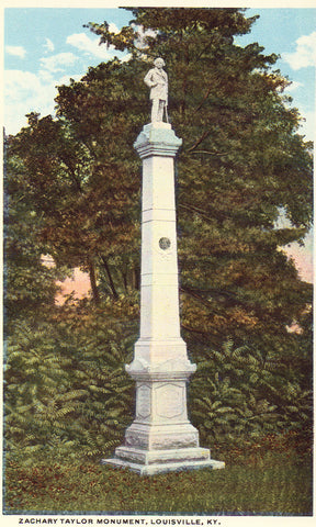 Vintage postcard front.Zachary Taylor Monument - Louisville,Kentucky
