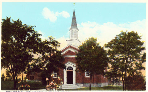 Vintage postcard front.The Lincoln Marriage Temple,Pioneer Memorial State Park - Harrodsburg,Kentucky