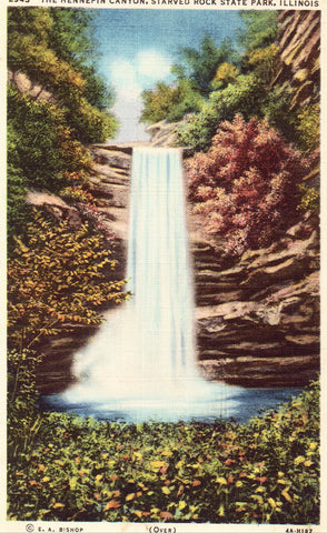 Linen postcard front.The Hennepin Canyon - Starved Rock State Park - Illinois