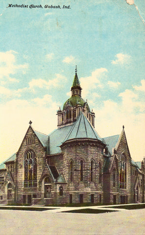 Vintage postcard front.Methodist Church - Wabash,Indiana