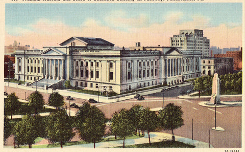Linen postcard front Franklin Museum and Board of Education Building - Philadelphia,Pennsylvania