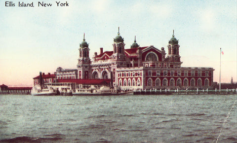 Vintage postcard front. Ellis Island - New York City